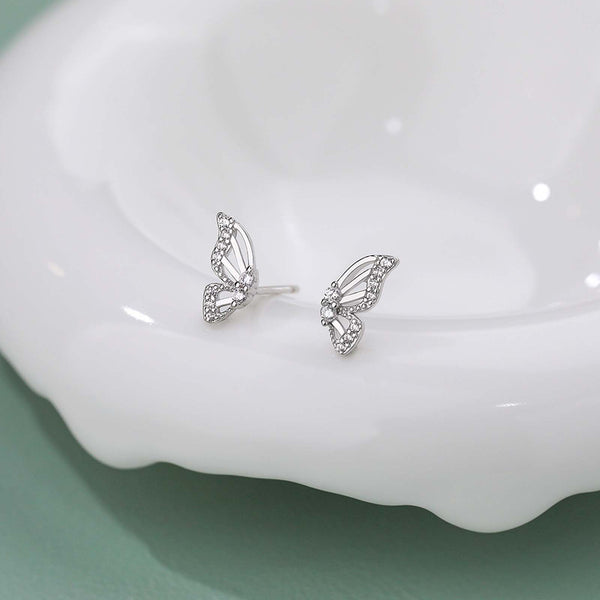 925 Sterling Silver Butterfly Earrings Stud